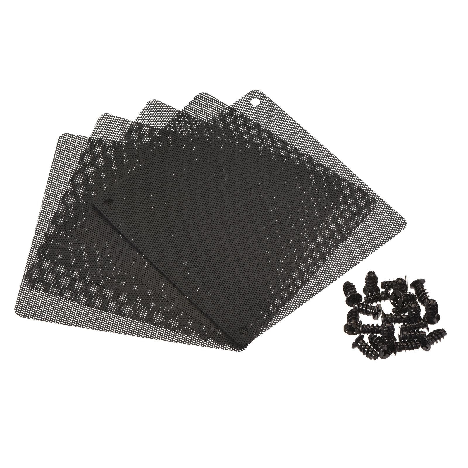 5pcs 120mm Computer Fan Filter Grills Mesh Dustproof Case Cover Screws Black