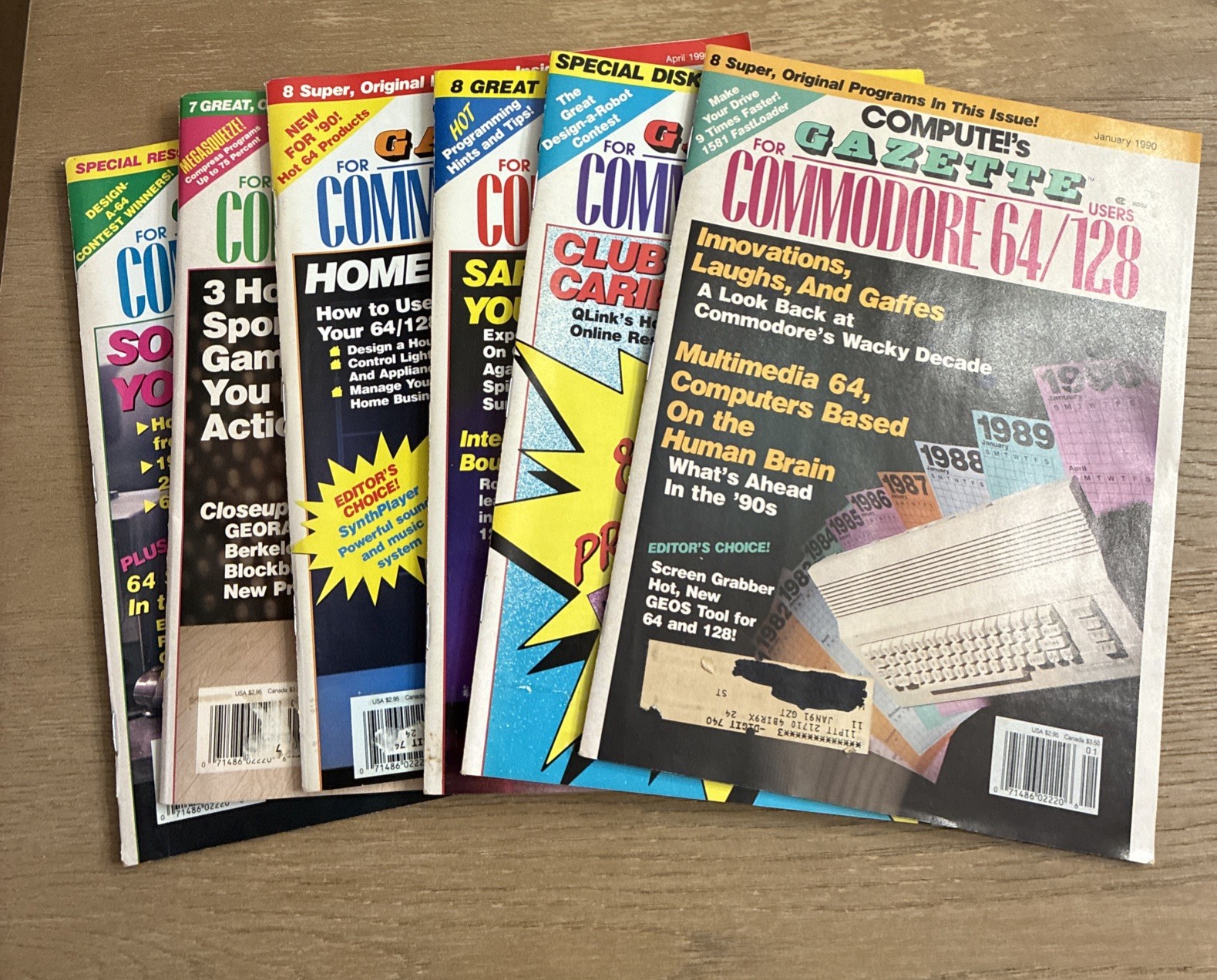 Compute's Gazette Magazine 6  Issue Lot for Commodore Users Jan -June 1990