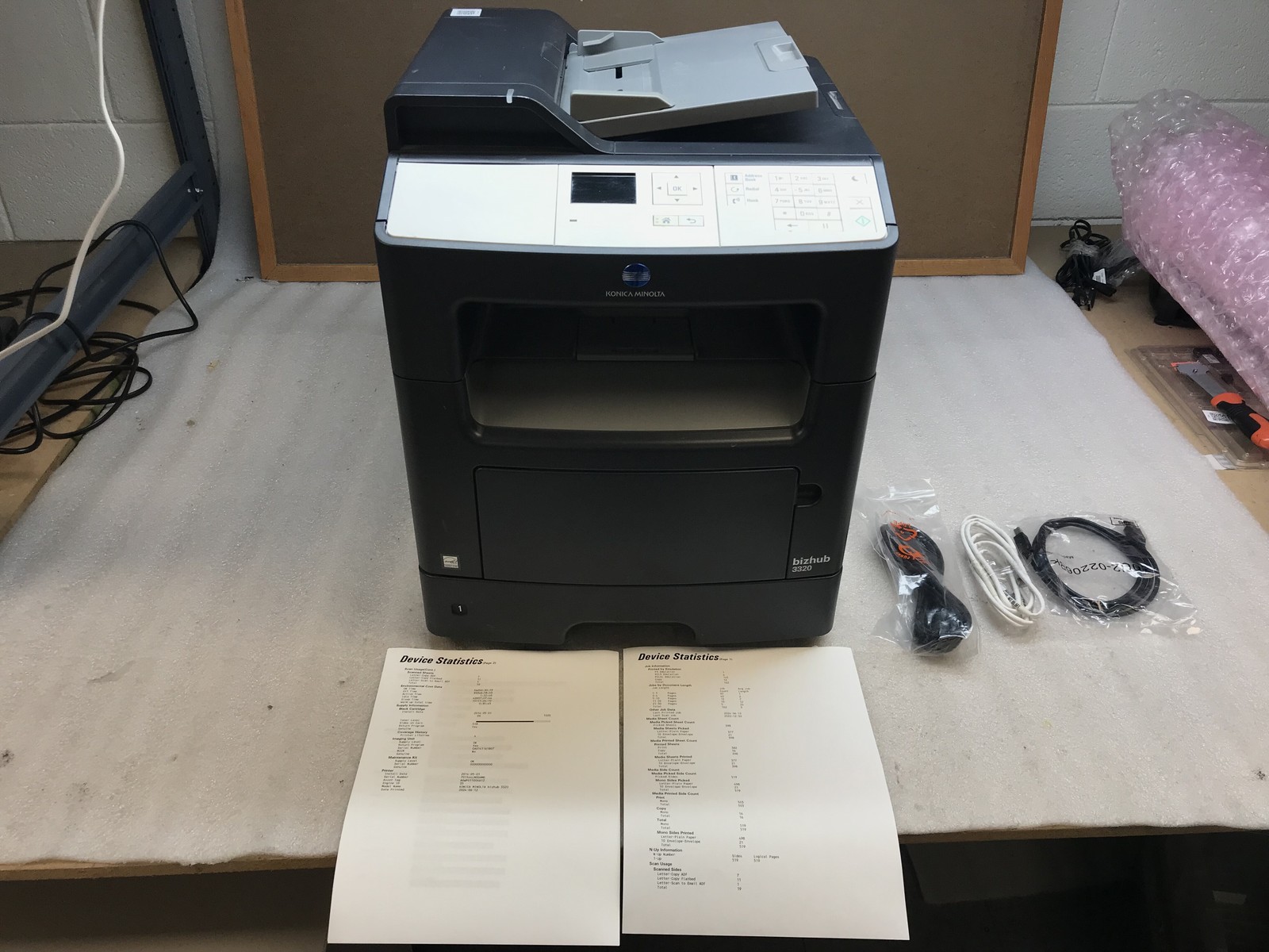 Konica Bizhub 3320 Printer Multifunction AIO 35ppm 600 Pg Ct w/ Toner & Cables