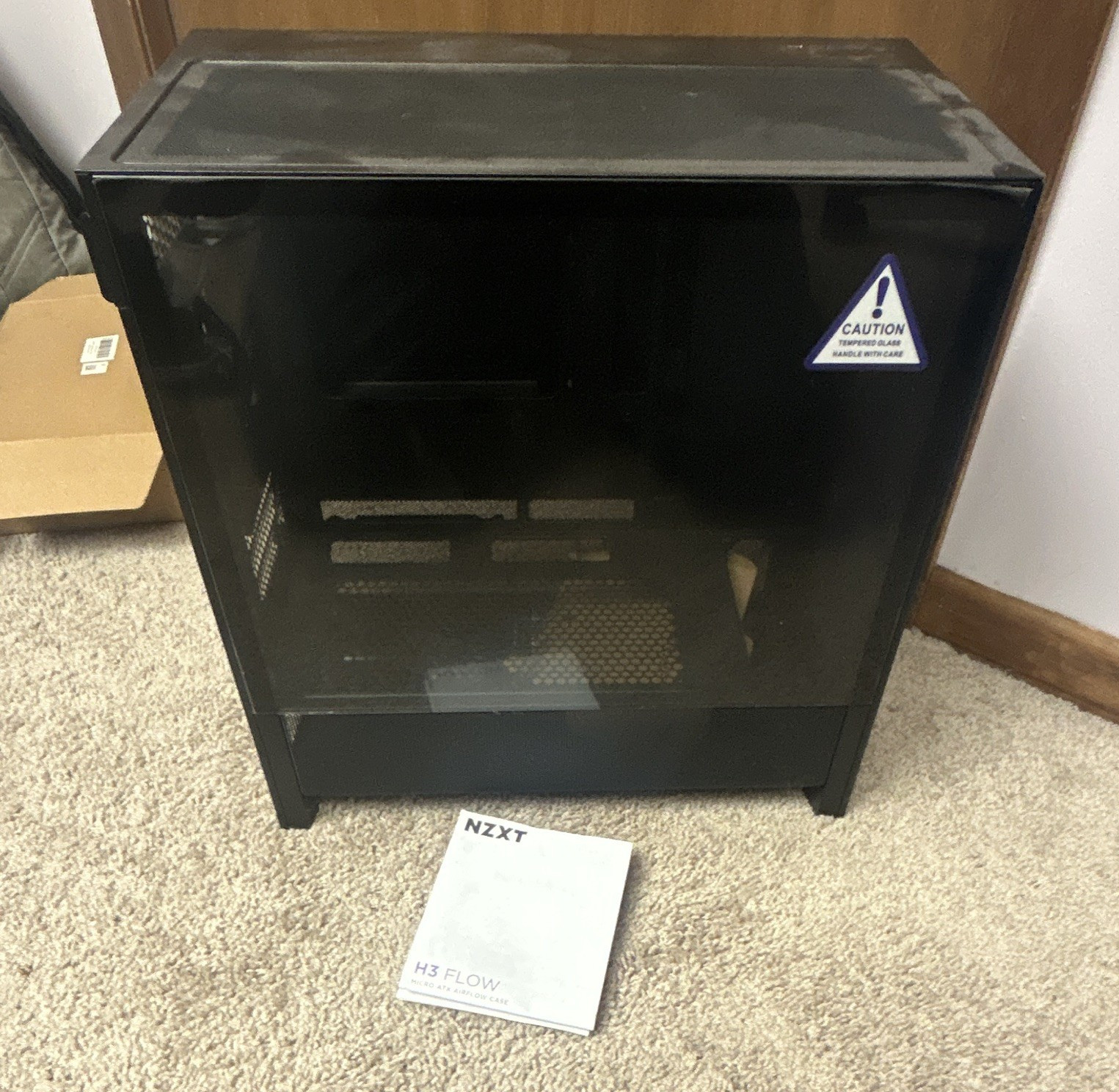 NZXT H3 Flow MicroATX Airflow Computer Case Black Tempered Glass Panel
