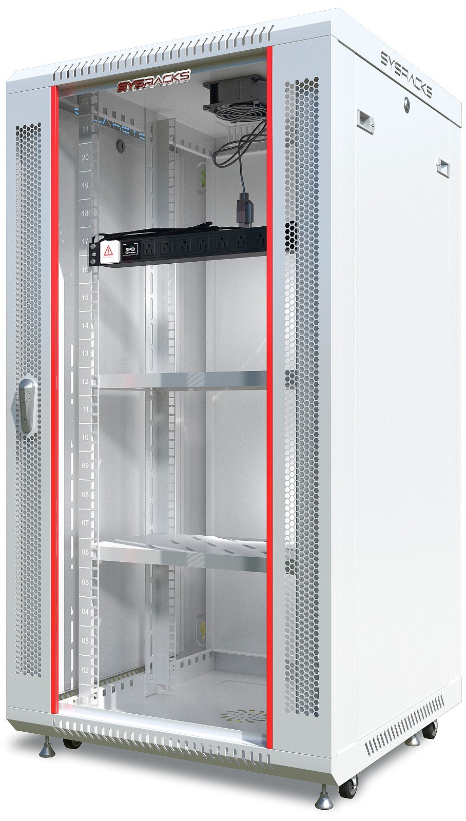 22U Server Rack Locking Network Cabinet Data Enclosure with PDU-Feet-Fan-Shelf