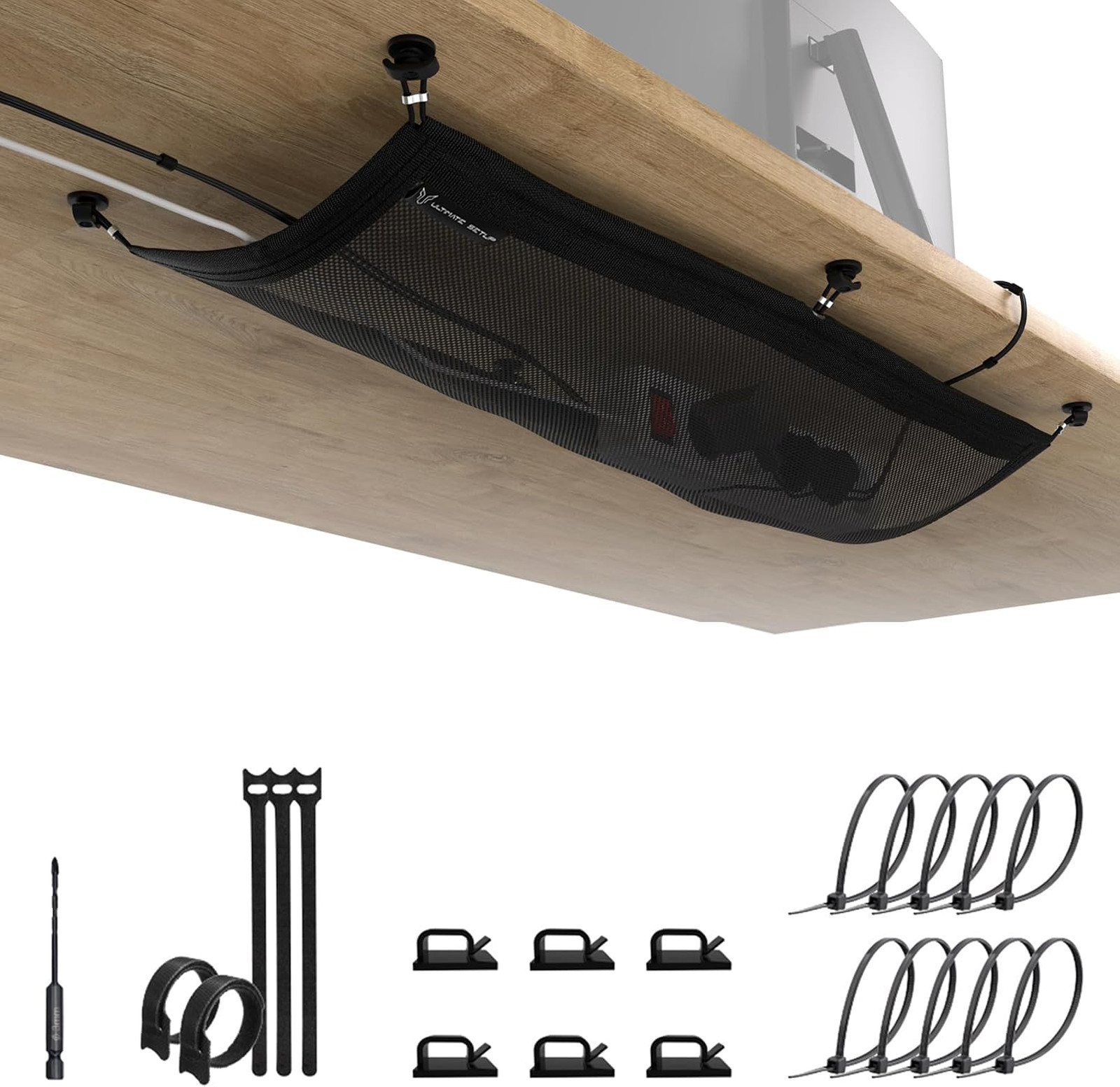 Cable Management Net Under Desk Cable Management Tray Wire Organizer for Office