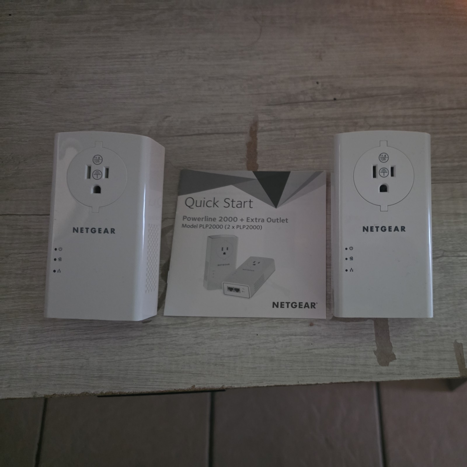 NETGEAR PLP2000 Powerline 2000 Adapter Kit (2 Units) – Extra Outlet – No Box