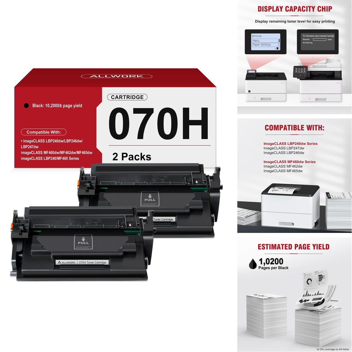 ALLWORK CRG-070H High Yield 10,200 Pages Black Toner Cartridge