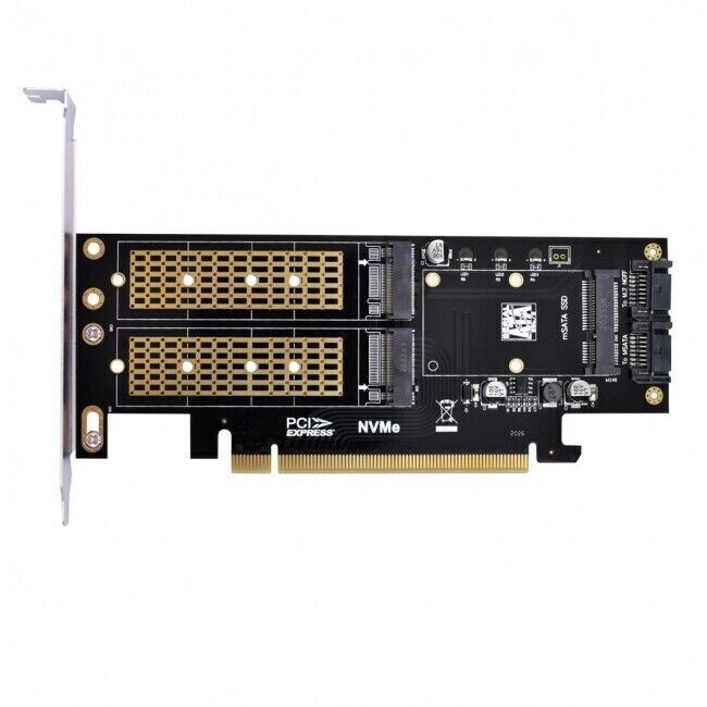 CY  PCI Express PCI-E 3.0 Dual SATA to NGFF M-Key B/M-key SSD Card Adapter