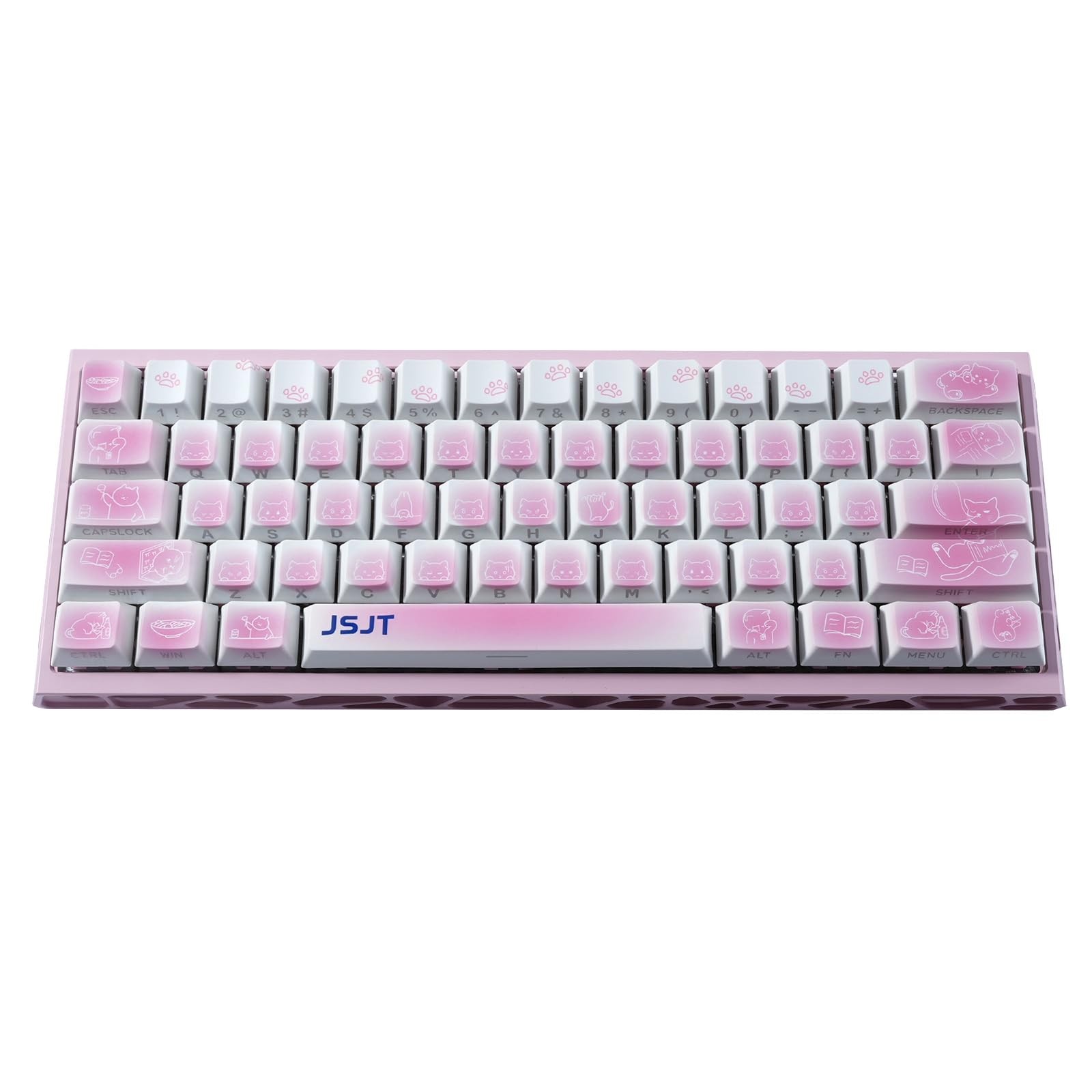 PBT SidePrinted Translucent Keycaps Cherry Profile 74 Keys Cats Theme Pro