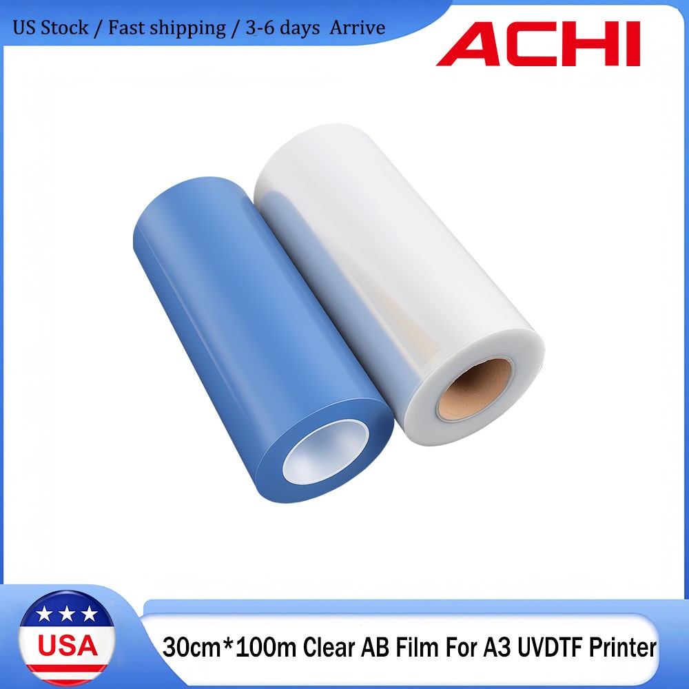 ACHI 30cm*100m 2 Rolls A/B Film Transfer Sticker For A3 UV DTF Printer per Roll