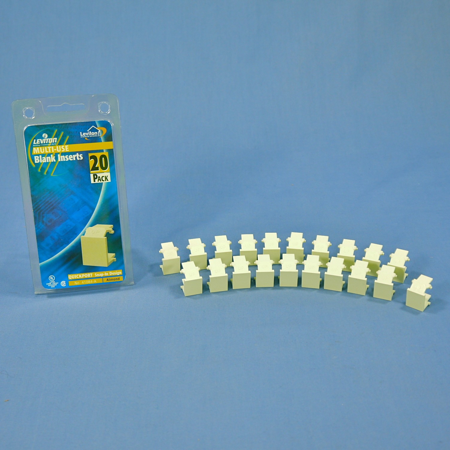 20 Leviton Almond Quickport Snap-In Blank Filler Plate Inserts 41084-BAB 41084-A