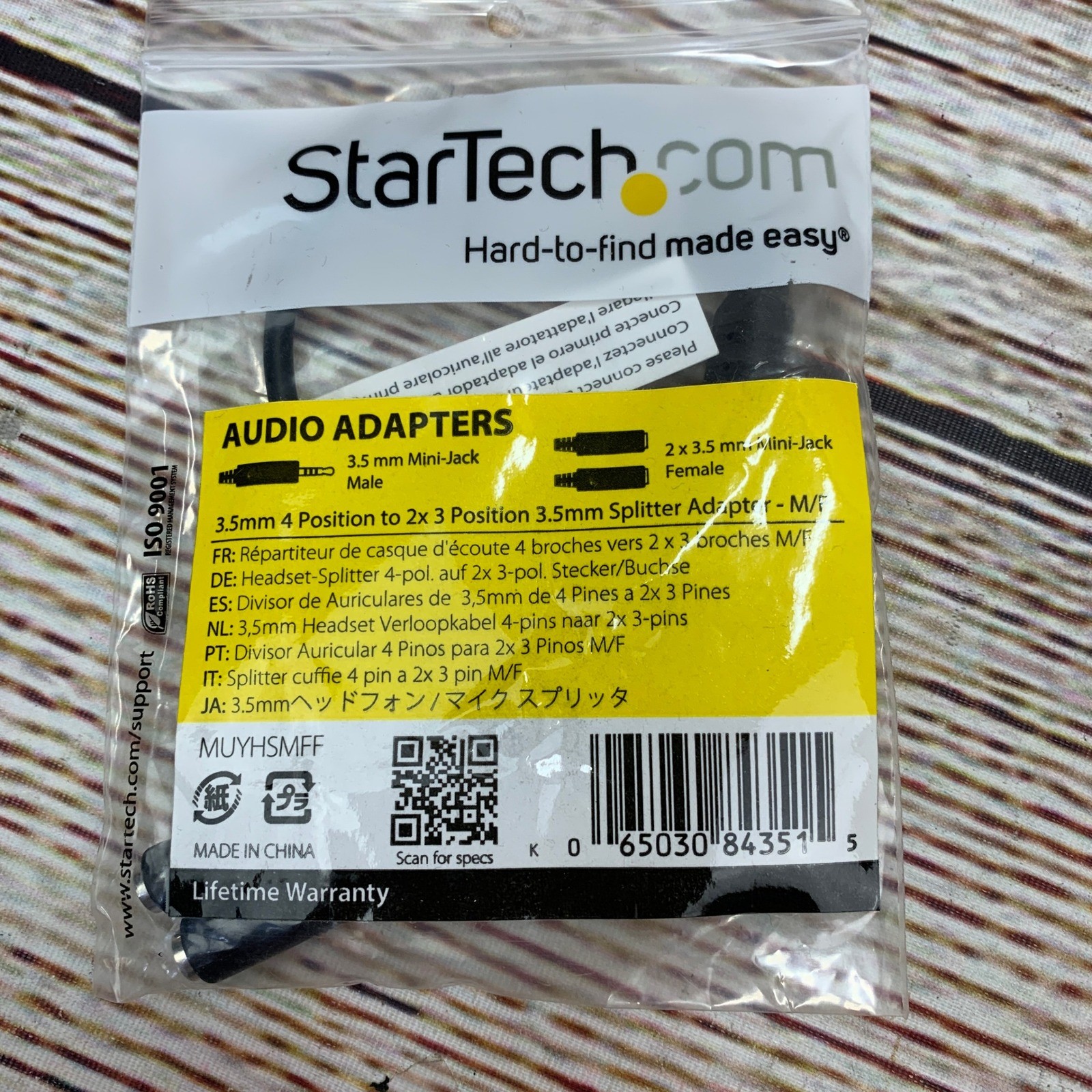 StarTech 3.5mm Mini Jack Audio Splitter Adapter M F MUYHSMFF