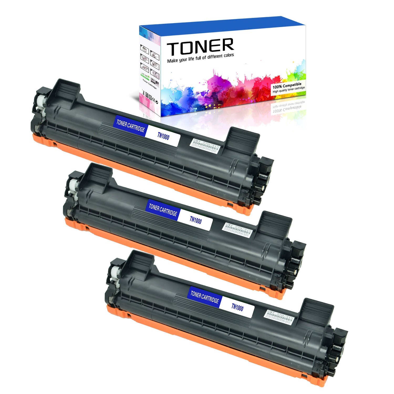 3PK TN1000 Toner Cartridge For Brother DCP1510E HL1110E DCP1512R HL1112 HL1210