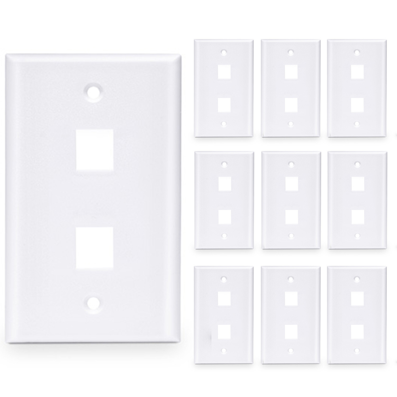 100 Pcs - 2 Port Wall Plate Keystone RJ45 Cat6 Cat5e Insert Jack White WallPlate
