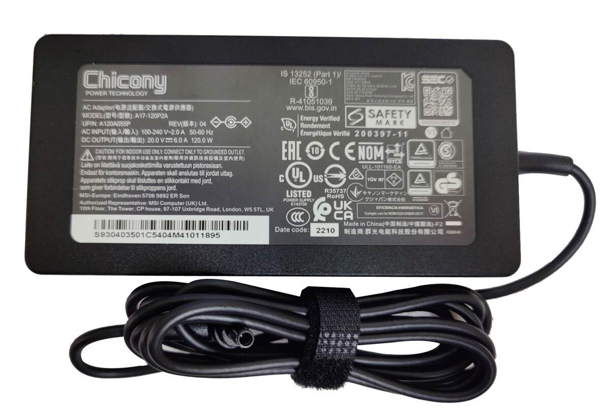 1PC  For MSI GF63 Thin 11UC-1245 Power Supply Charger  20V 120W AC Adapter