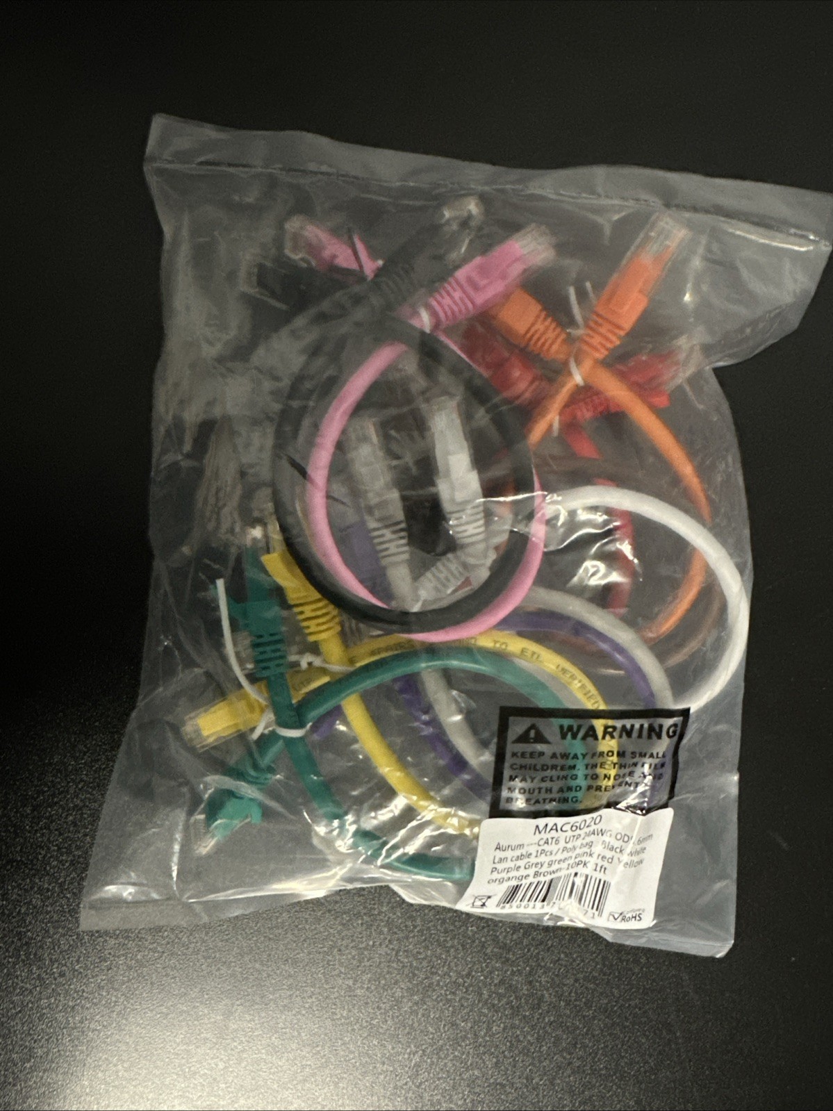 10 Pack Cat 6 Ethernet Cable 1 ft High Speed LAN Patch Network Cord Colors new