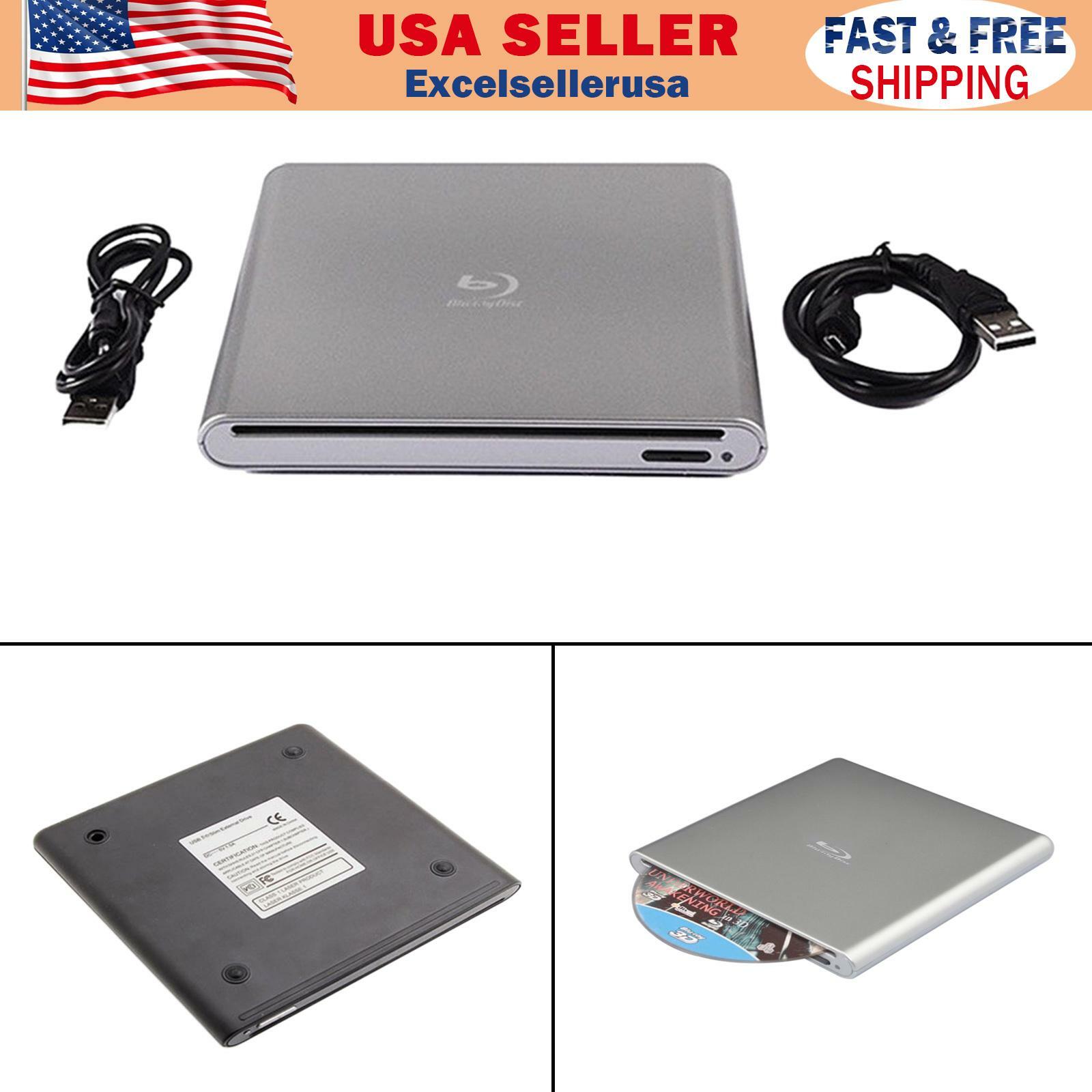 Burner USB External BD-R BD DVD CD RW Disc Writer Laptop Movie Player U