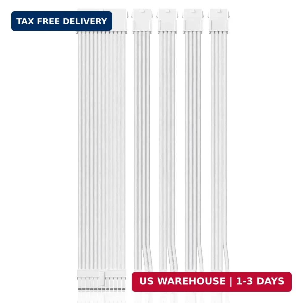 Generic PSU Cable Extension Kit 30CM Length with Cable Combs 1x24Pin/2x8Pin(4+4)