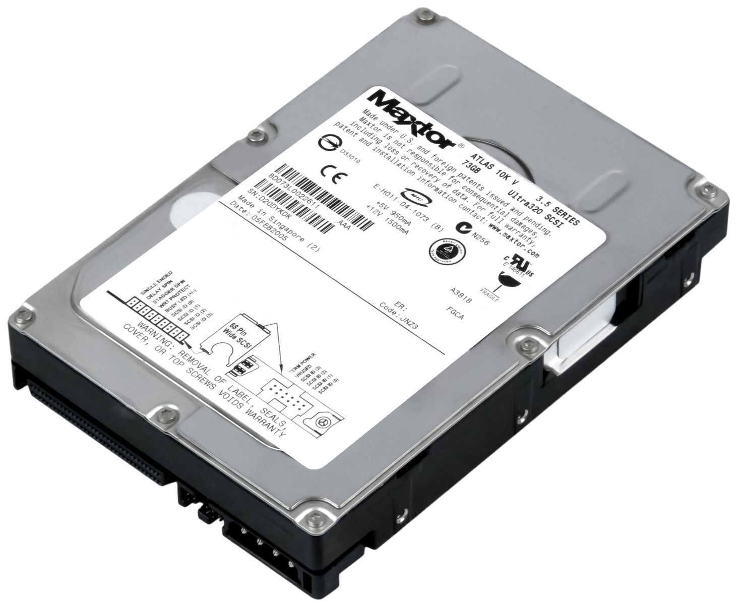 HARD DRIVE MAXTOR ATLAS 10K V 8D073L0 73GB 10K SCSI U320 3.5''