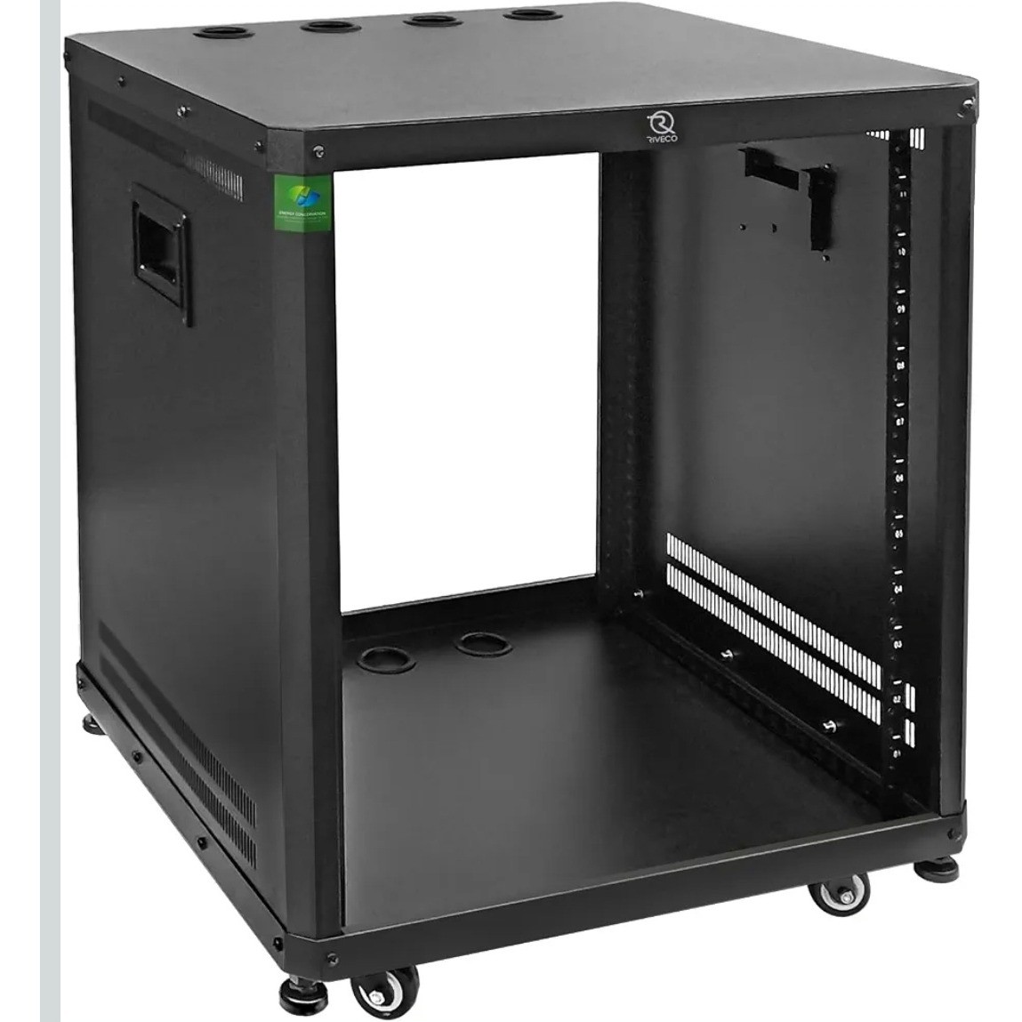 RIVECO POMU 12U Network Stereo Rack Rolling Server Cabinet 19in Audio IT Black