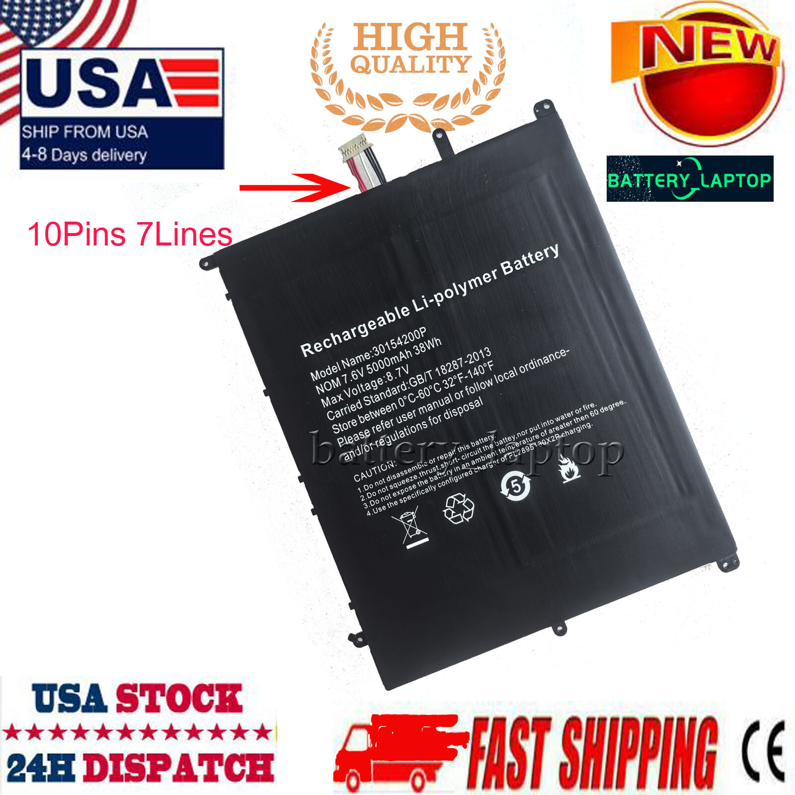 New 34160201P CLTD-31152196 Battery for CHUWI N4100 LapBook Pro 14.1 31160201P