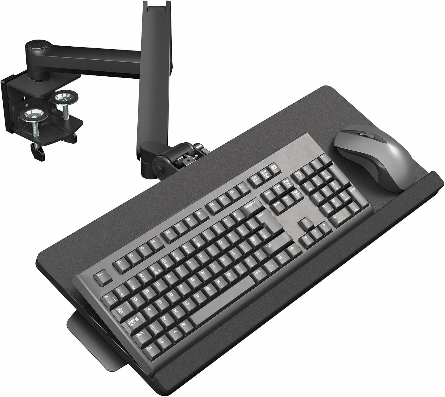 Sit-Stand 24 Inch Pneumatic Spring Keyboard & Mouse Tray Clamp-on Desk Mount