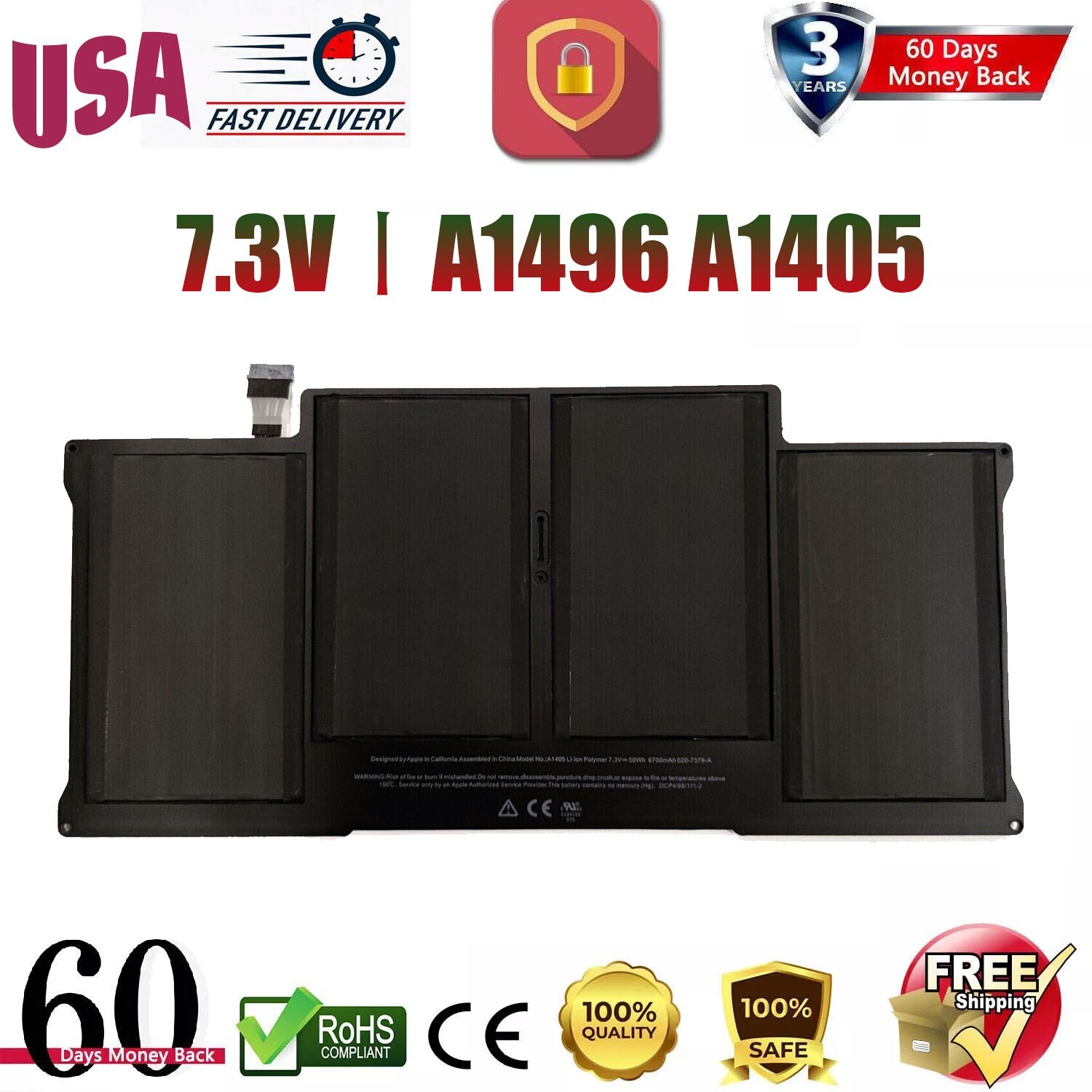 20PCS Battery A1466 For MacBook Air 13'' A1369 A1496 A1405 2013 2014 2015 2017