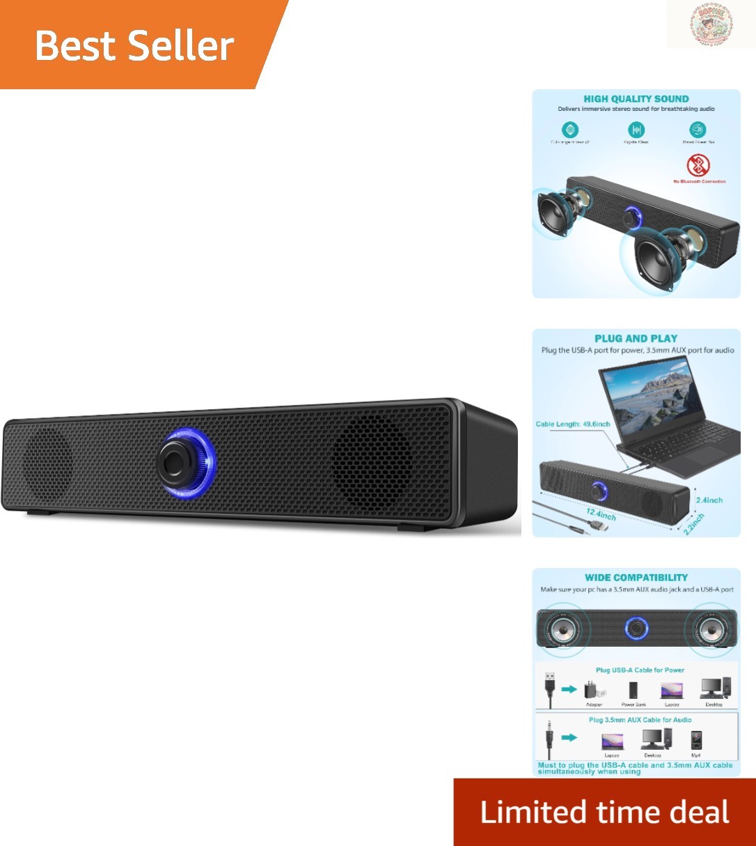 Dynamic Dual Speaker System - USB-A Powered for Immersive Audio Experience