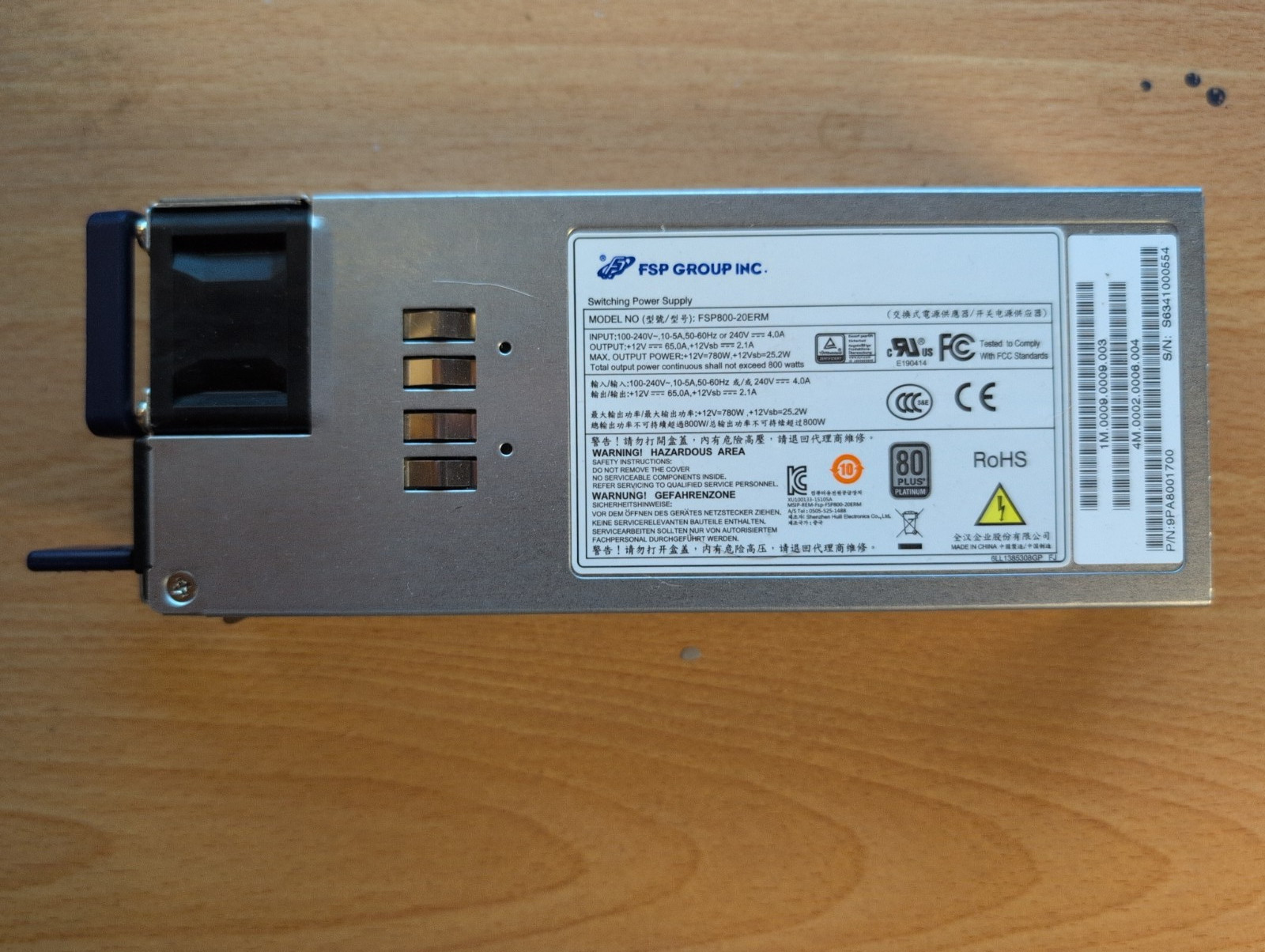 FSP GROUP FSP800-20FM 800W POWER SUPPLY P/N 9PA8001700 - Server Power Supply