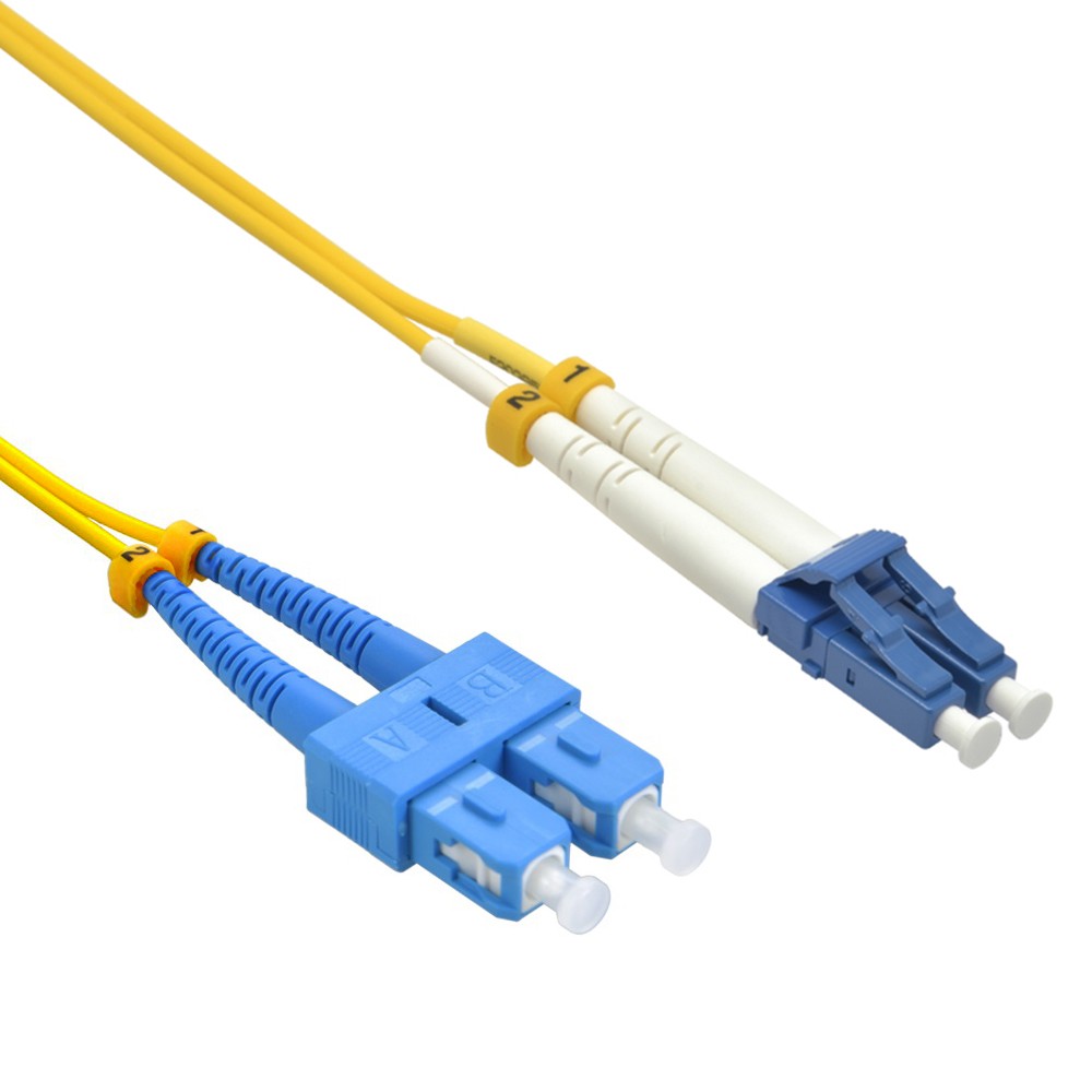 5 Pack of 1.5m LC/UPC-SC/UPC Singlemode Duplex OFNR 2.0mm Fiber Optic Patch Cabl