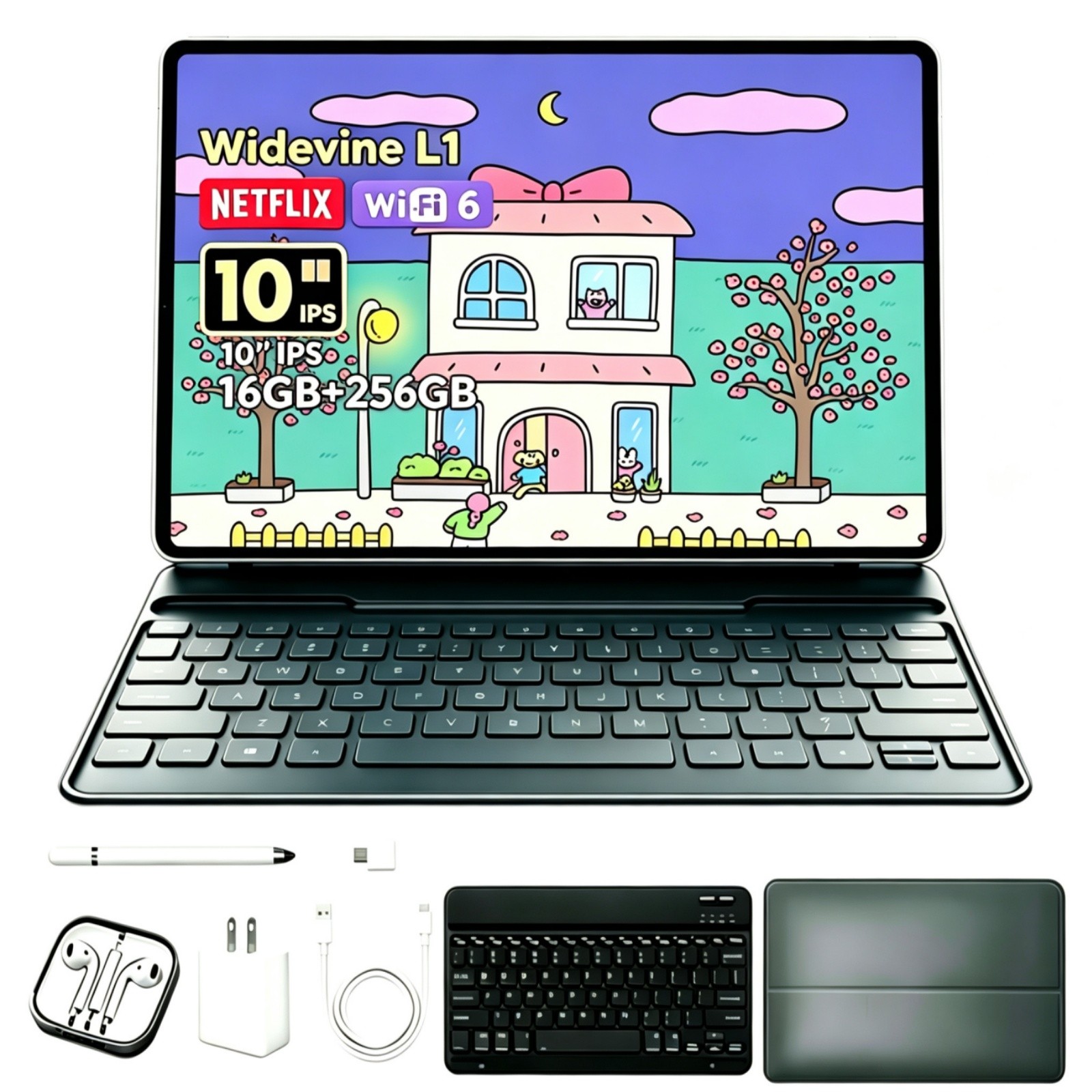 10-Core Android 13 Tablet 10 Inch 1920×1200 HD GMS Certified 16GB RAM 256GB ROM