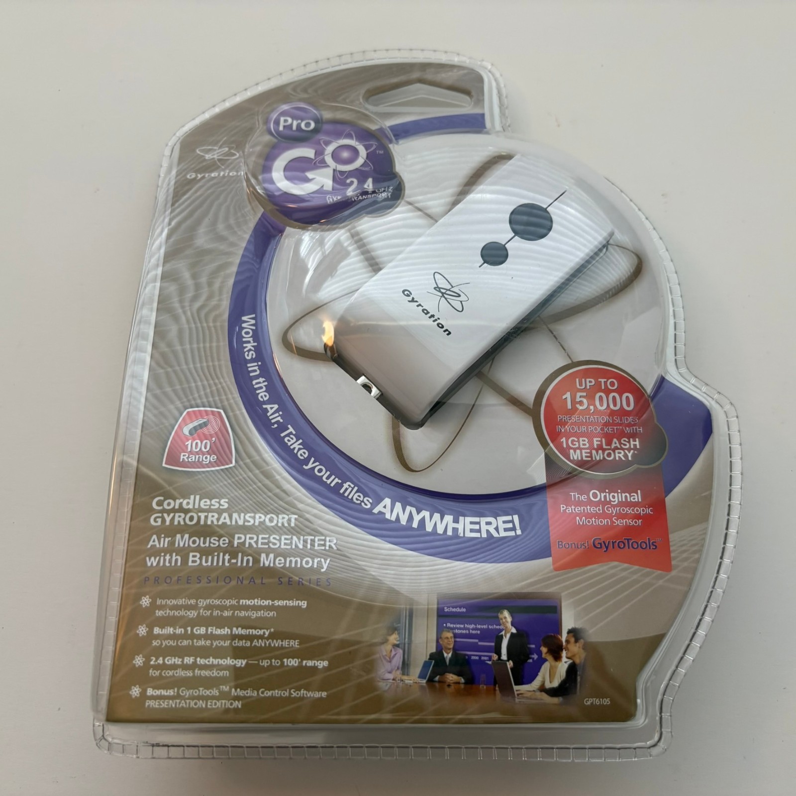 Gyration Pro Go Cordless Gyrotransport Air Mouse Presenter W/ Built In Memory