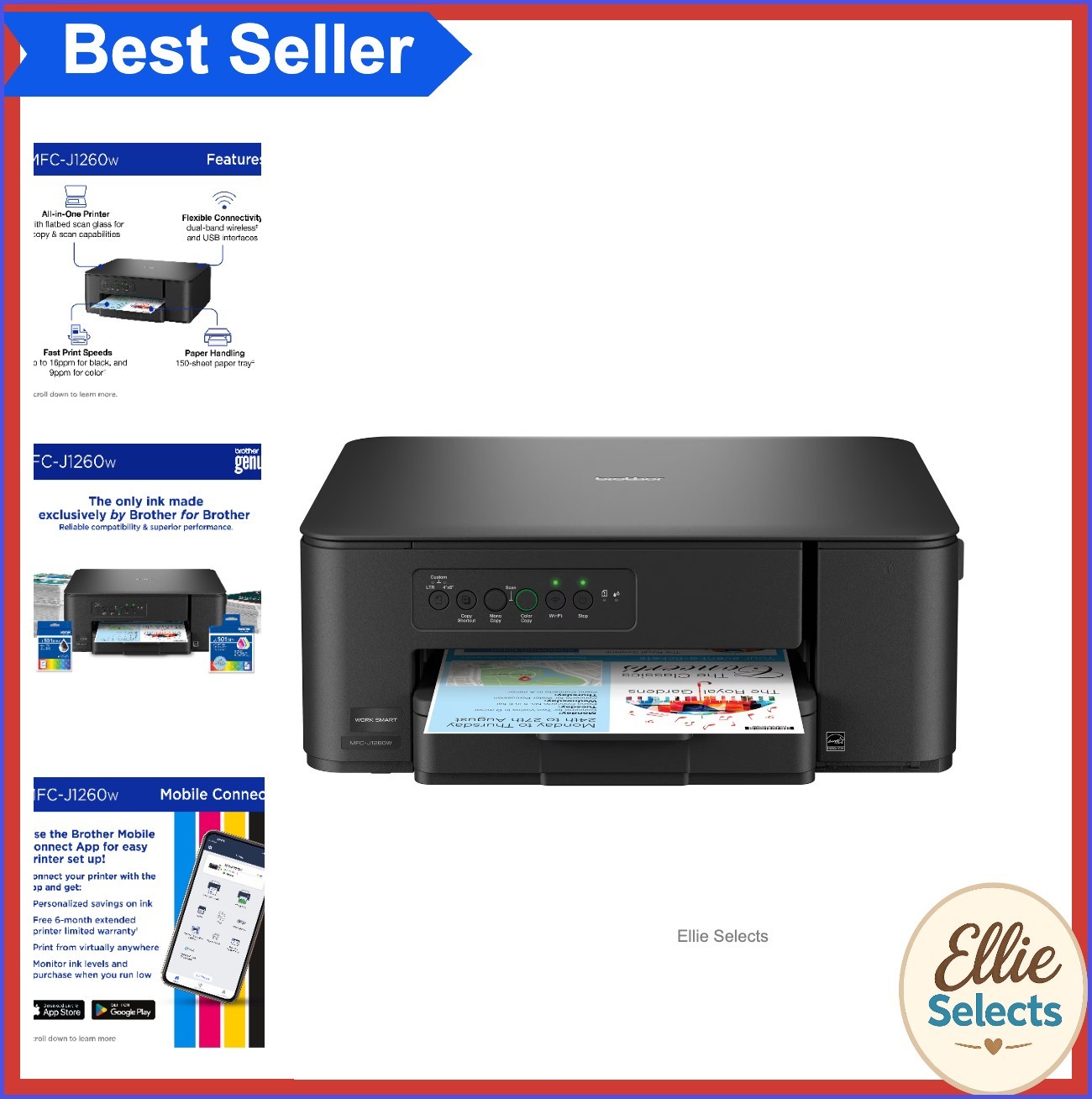 Wireless Color Inkjet All-in-One Printer 150 Sheet Tray Compact Mobile Printing
