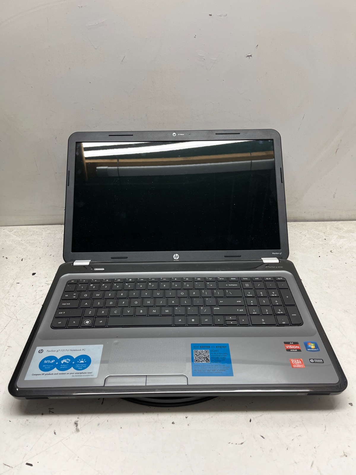 HP Pavilion g7-1317cl AMD A4-3305M APU with Radeon HD Graphics 1.9GHz 4GB NO HDD