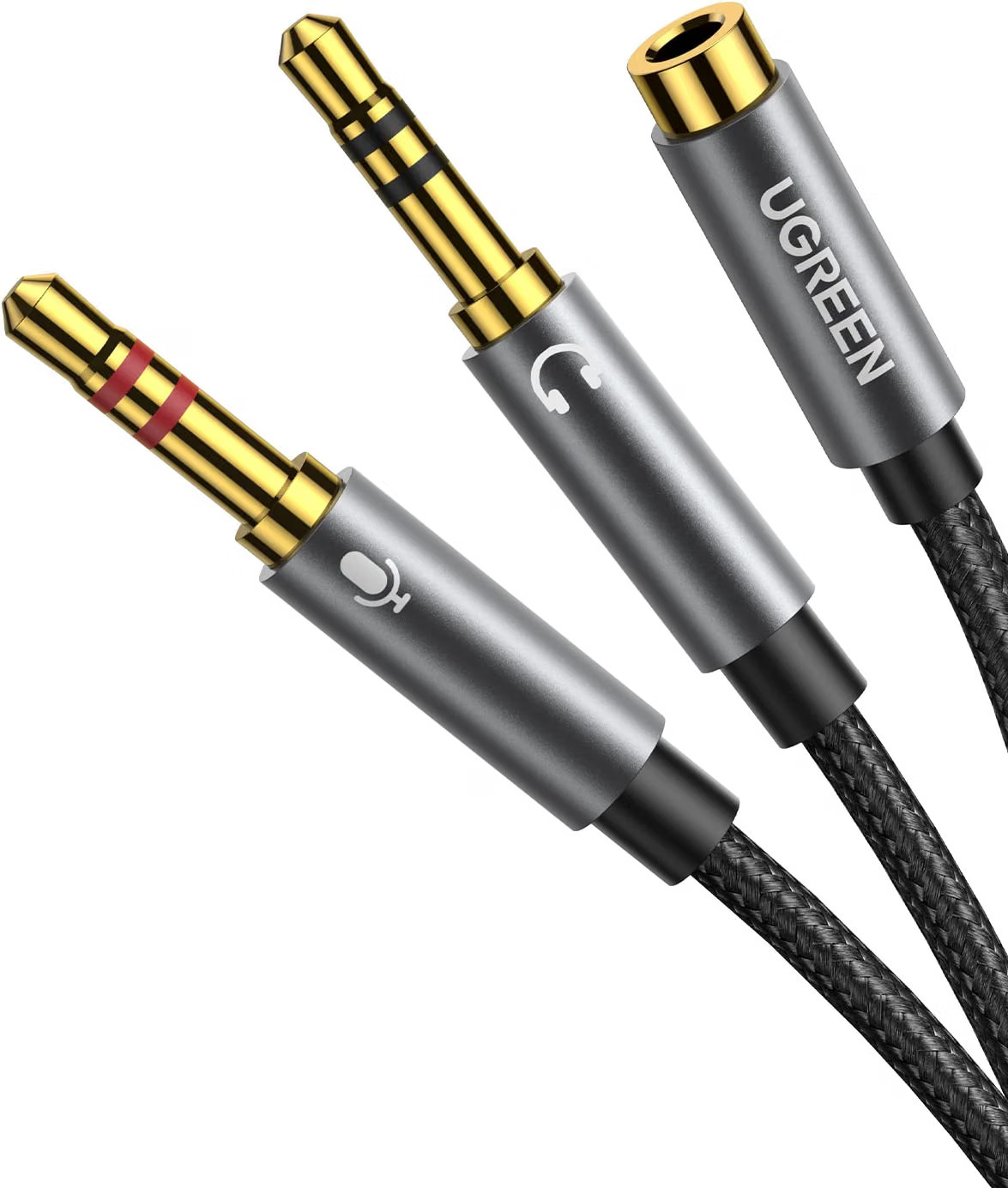 UGREEN Headphone Splitter for Computer 3.5mm Female to 2 Dual Black 