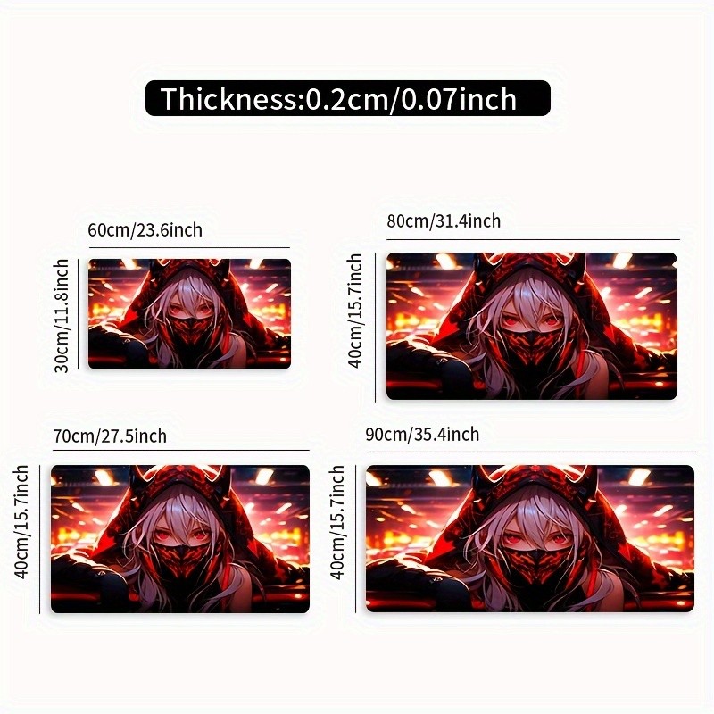A Large Gaming Mouse Pad Featuring a Mask Girl Design, Suitable for Use with L
