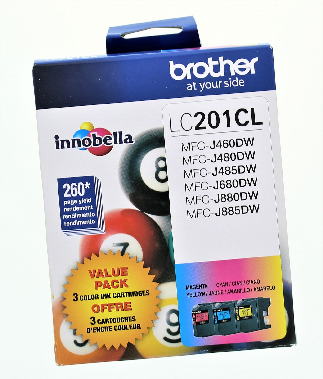 Brother LC201CL Value Pack 3 Color Ink Cartridges Magenta Cyan Yellow