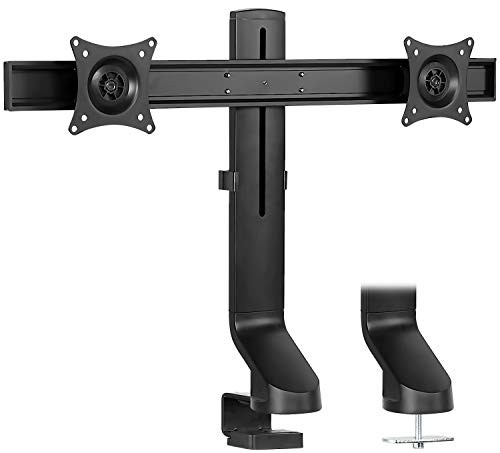 Mount-It Dual Monitor Mount for Standing Desks Low-Profile Base - Black