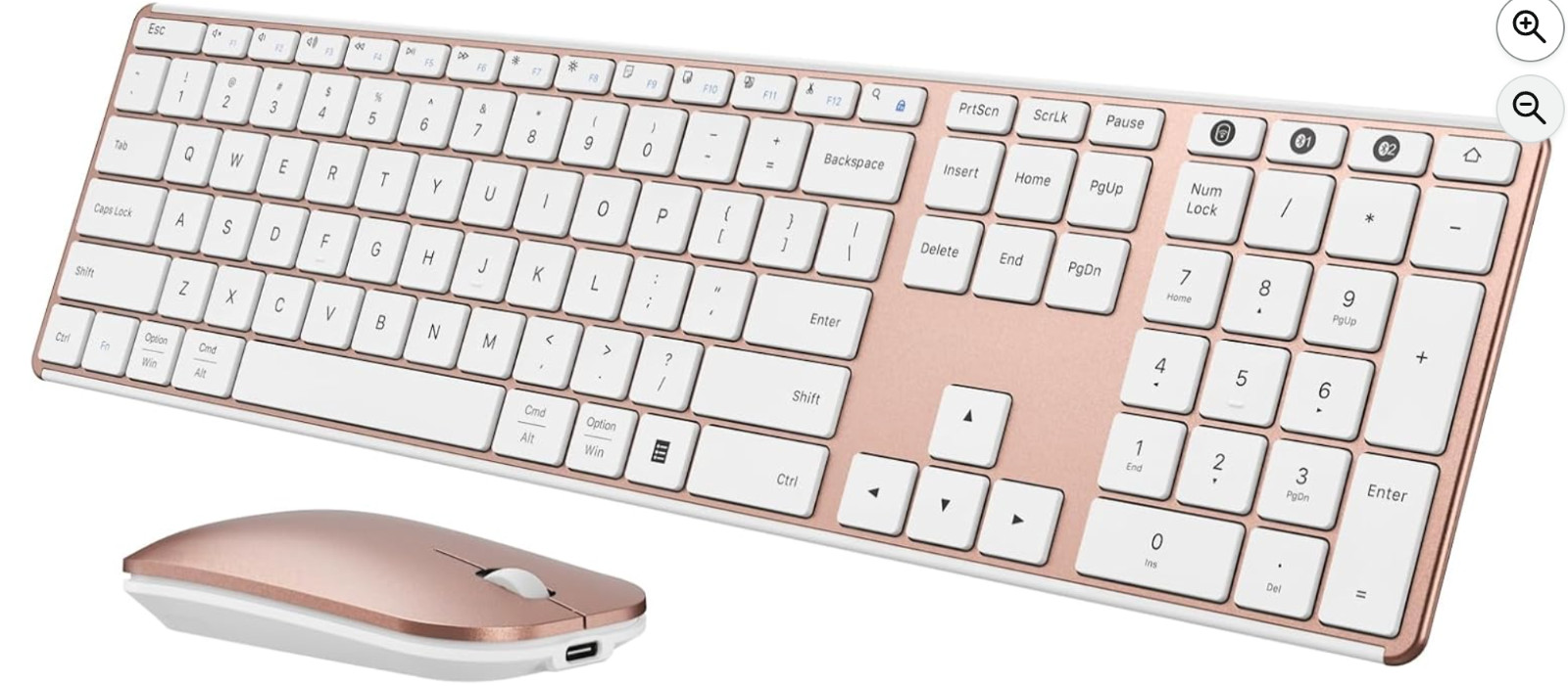 Seenda Rose Gold Wireless Bluetooth Keyboard & Mouse Combo,SKM64-3 Rechargeable