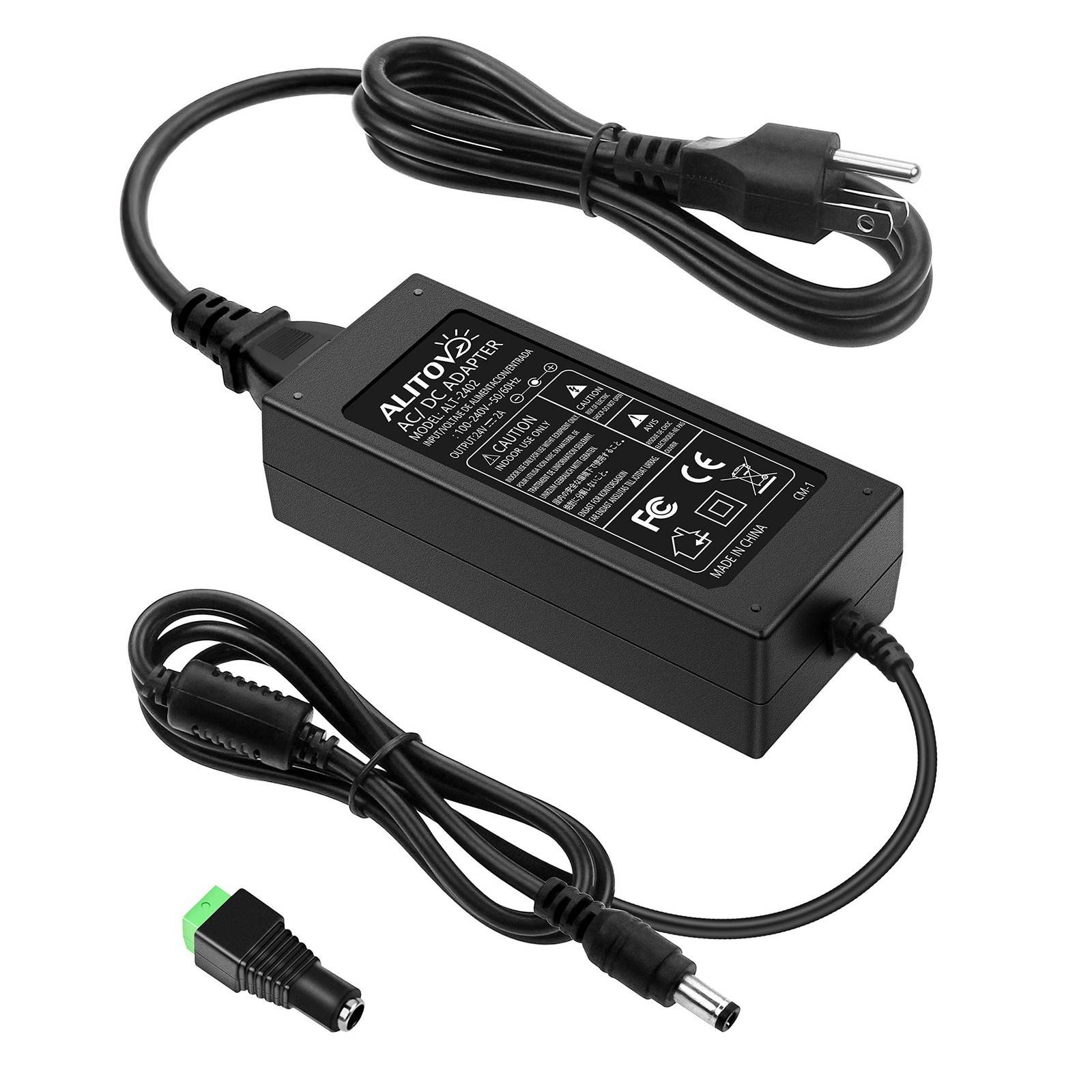 ALITOVE 24V DC Power Supply 2A 48W AC/DC Adapter 100~240V AC to 2A, Black 
