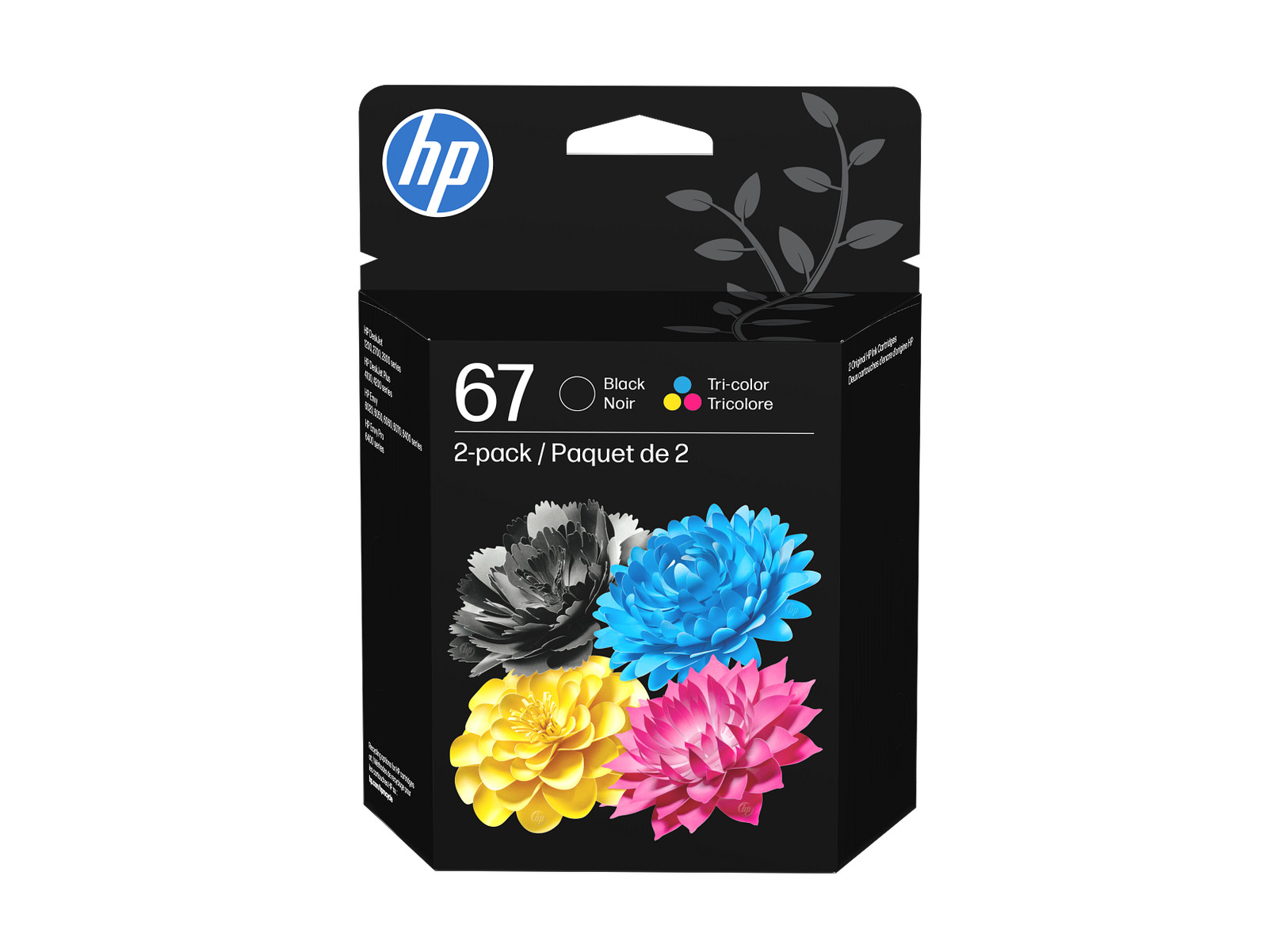 HP 67 2-pack Black/Tri-color Original Ink Cartridges, 3YP29AN#140
