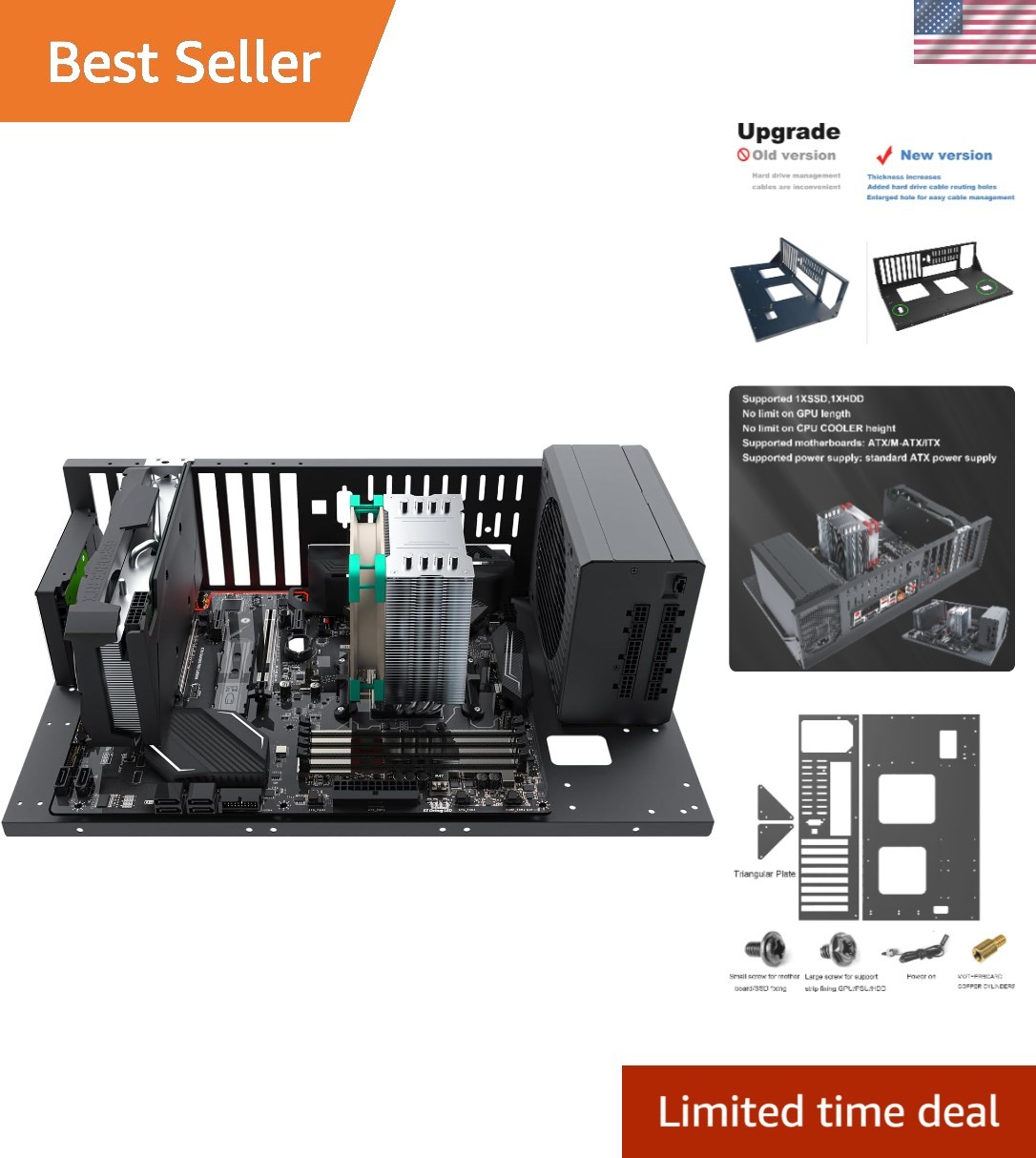 DIY Gaming Computer Case with Air Cooling & 5 Expansion Slots - Versatile Design