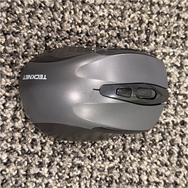 TeckNet Cordless Wireless Optical Mouse BM307 Black Gray 6-Button 2400DPI On/Off