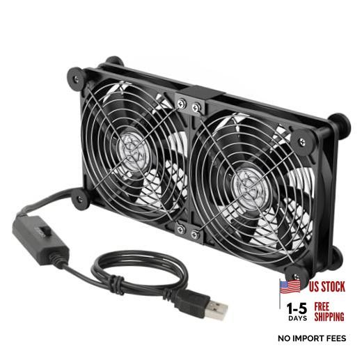 ELUTENG Dual AC USB Computer Fan USB Fans for Cooling 3 Speed Control 140mm