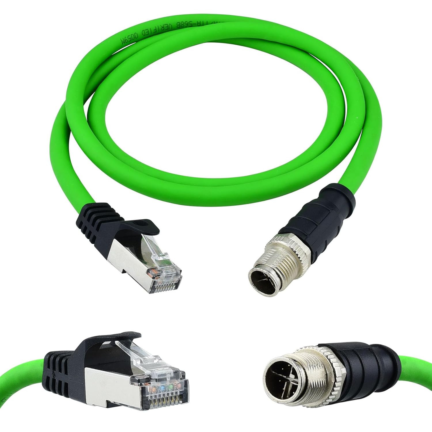 M12 X-Coded 8 Pin to RJ45 Cable Cat6A Industrial Ethernet Shielded Cable for Cog