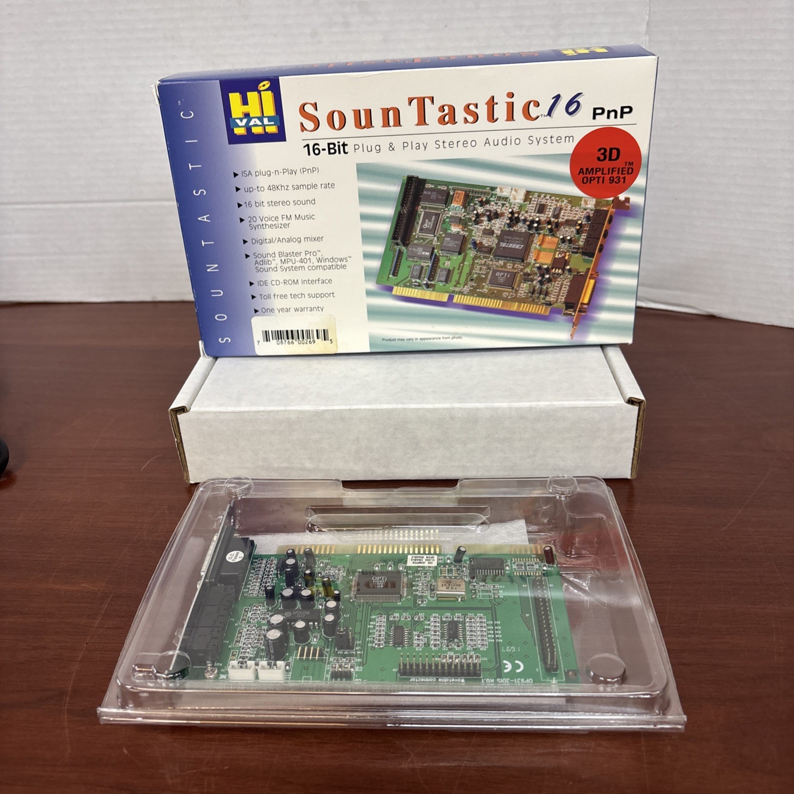 Vintage Opti OP931-3DIS Sound Card, Box and 3-1/2" Floppy Disk