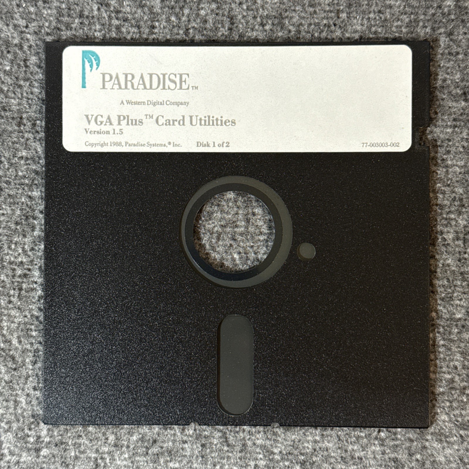 Western Digital Paradise VGA Plus Card Utilities Version 1.5 Floppy Disk 1 of 2