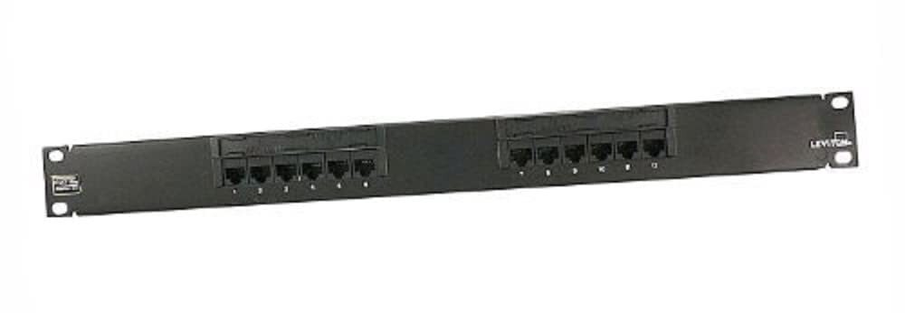 Leviton 5G596-U12 GigaMax 5E Universal Patch Panel, 12-Port, 1RU, Cat 5E, Cable