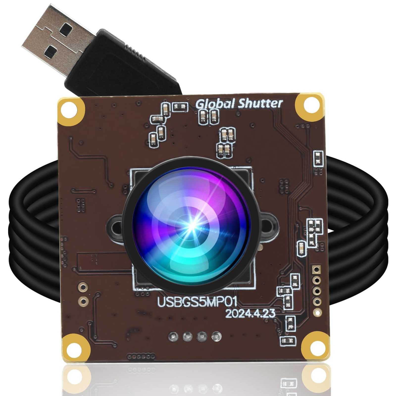 ELP 5MP Global Shutter 50fps USB Camera Module for mini size, gold grown