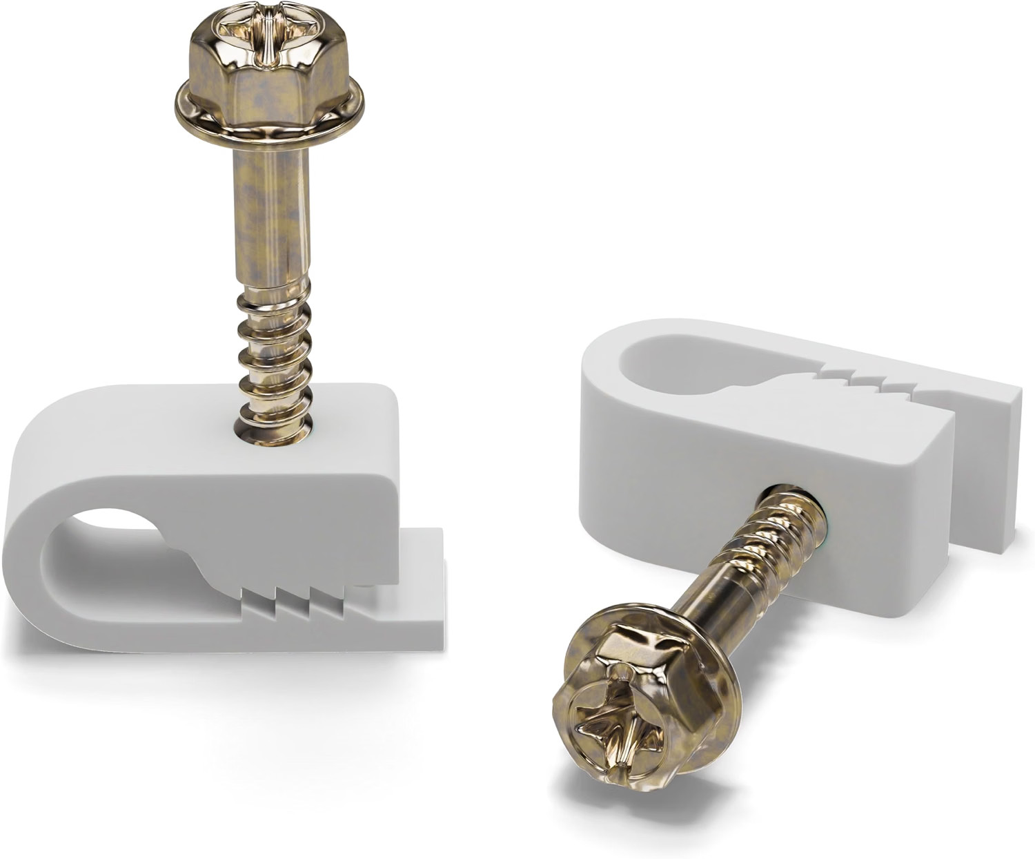 50/100PCS Single Cable Clips with Screws - 1/4 Inch Coaxial Cable Clamps Outdoor