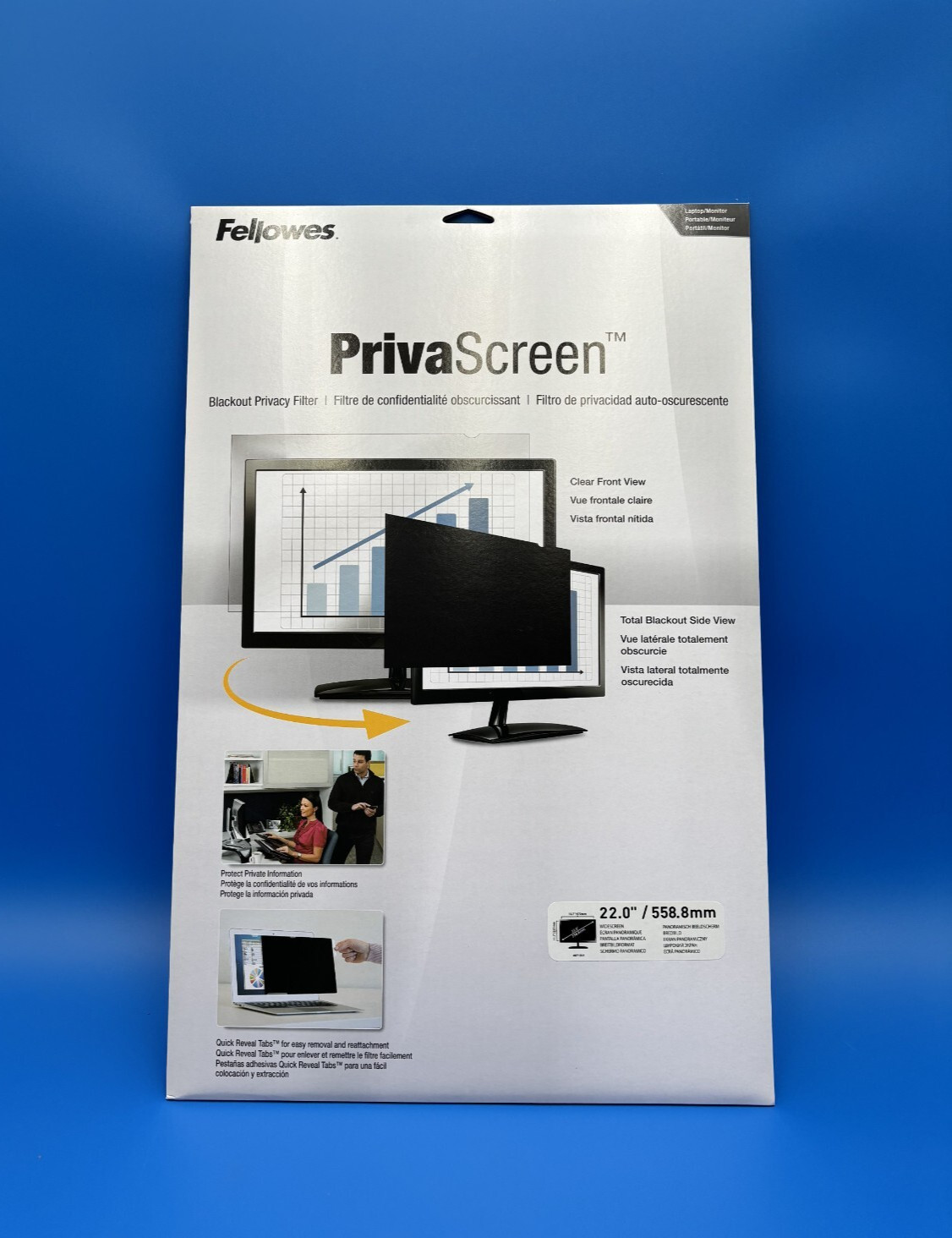 Fellowes PrivaScreen Blackout Privacy Filter – 22" Wide (4801501) 🇺🇸 ✅ NEW