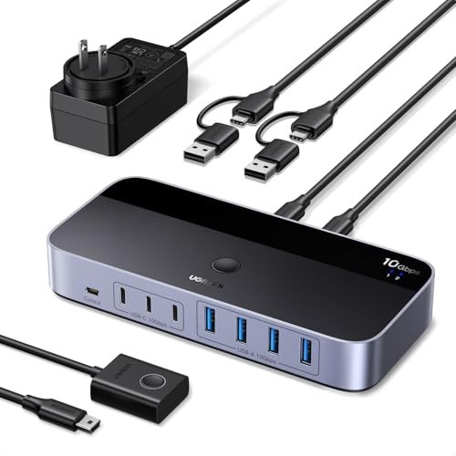 USB 2-in 7-Out Switcher for 2 Computers, 7 Ports, Powered Adapter