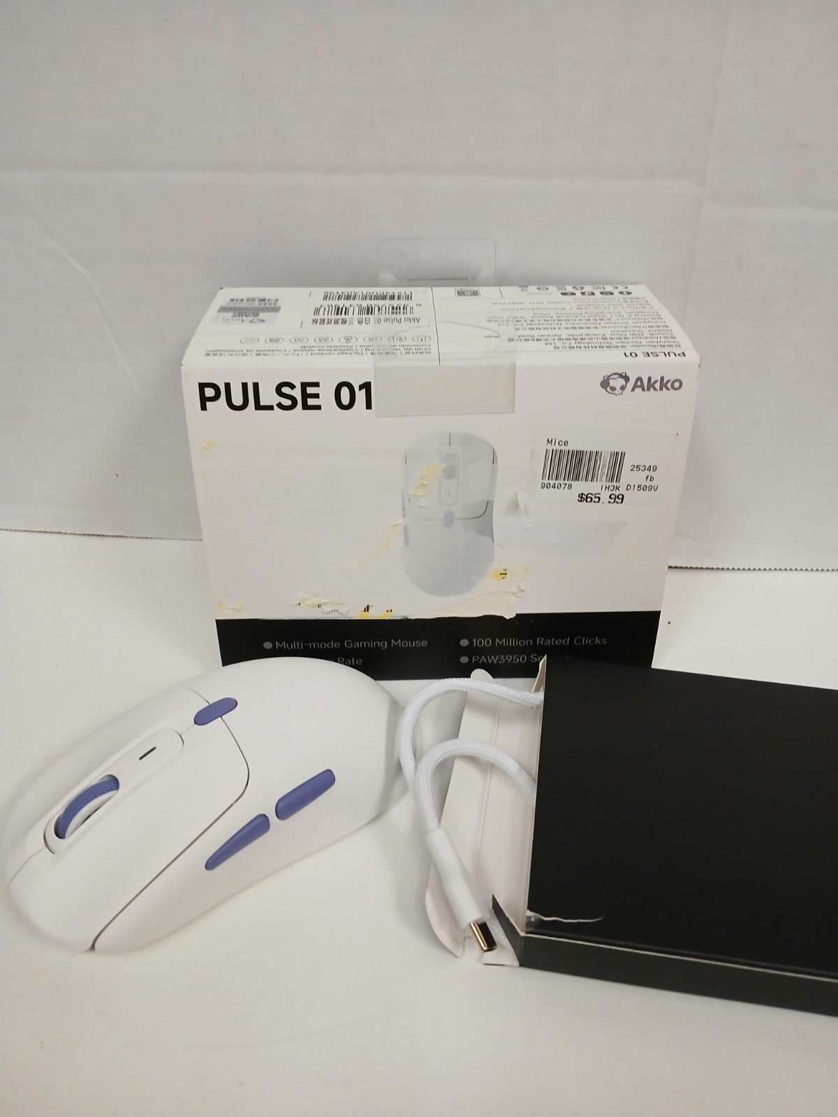 Akko Pulse 01 Multi-Mode Wireless Gaming Mouse, White *NO DONGLE*